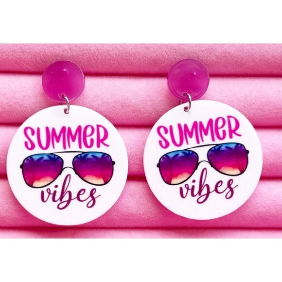 Summer Vibes Acrylic Round Earrings NWT - Picture 1 of 2